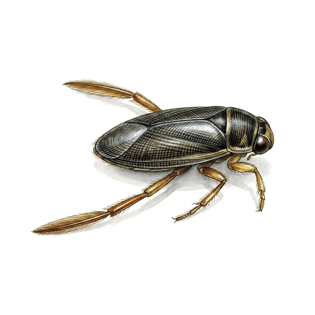 Corixidae — water boatman — illustration
